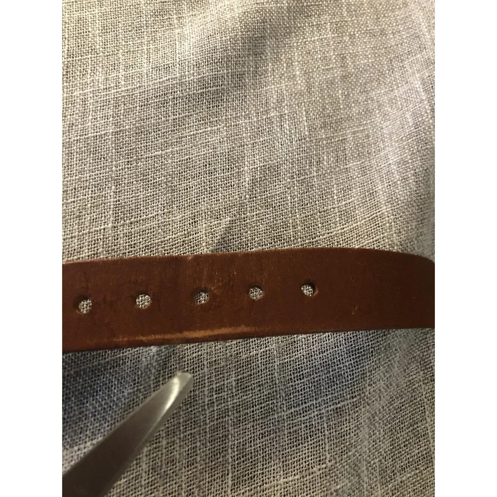 Leather Man Ltd Belt Mens 30 Blue Ribbon Sailboat Nautical Made USA Brass Buckle